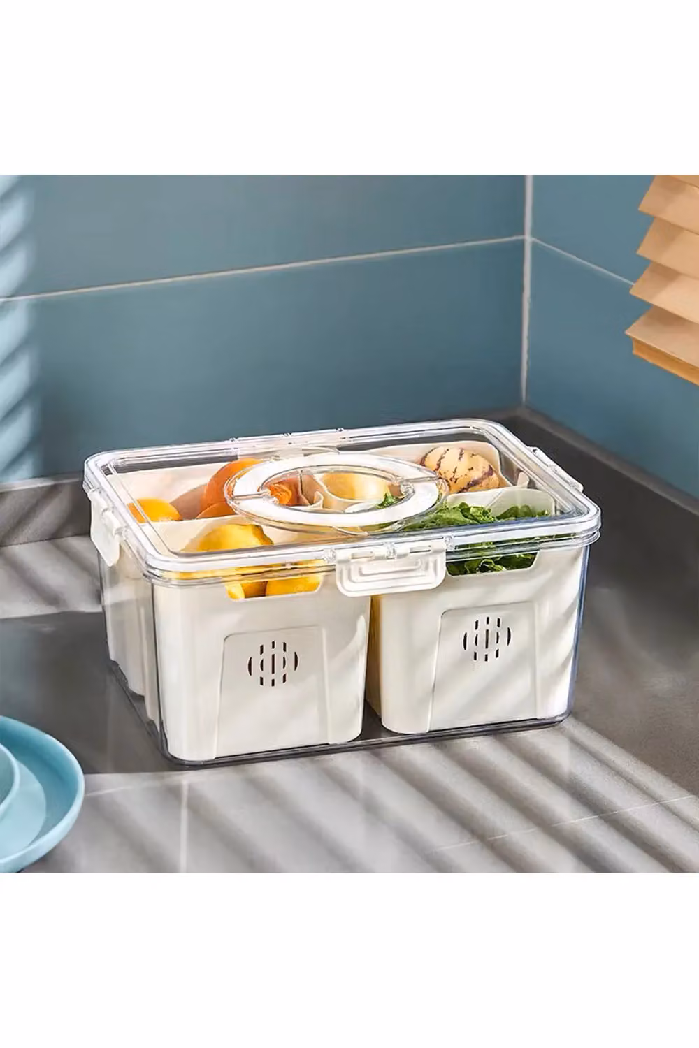 H&O Direct Leakproof Plastic Fridge Storage Container with Four Compartments, White – 2