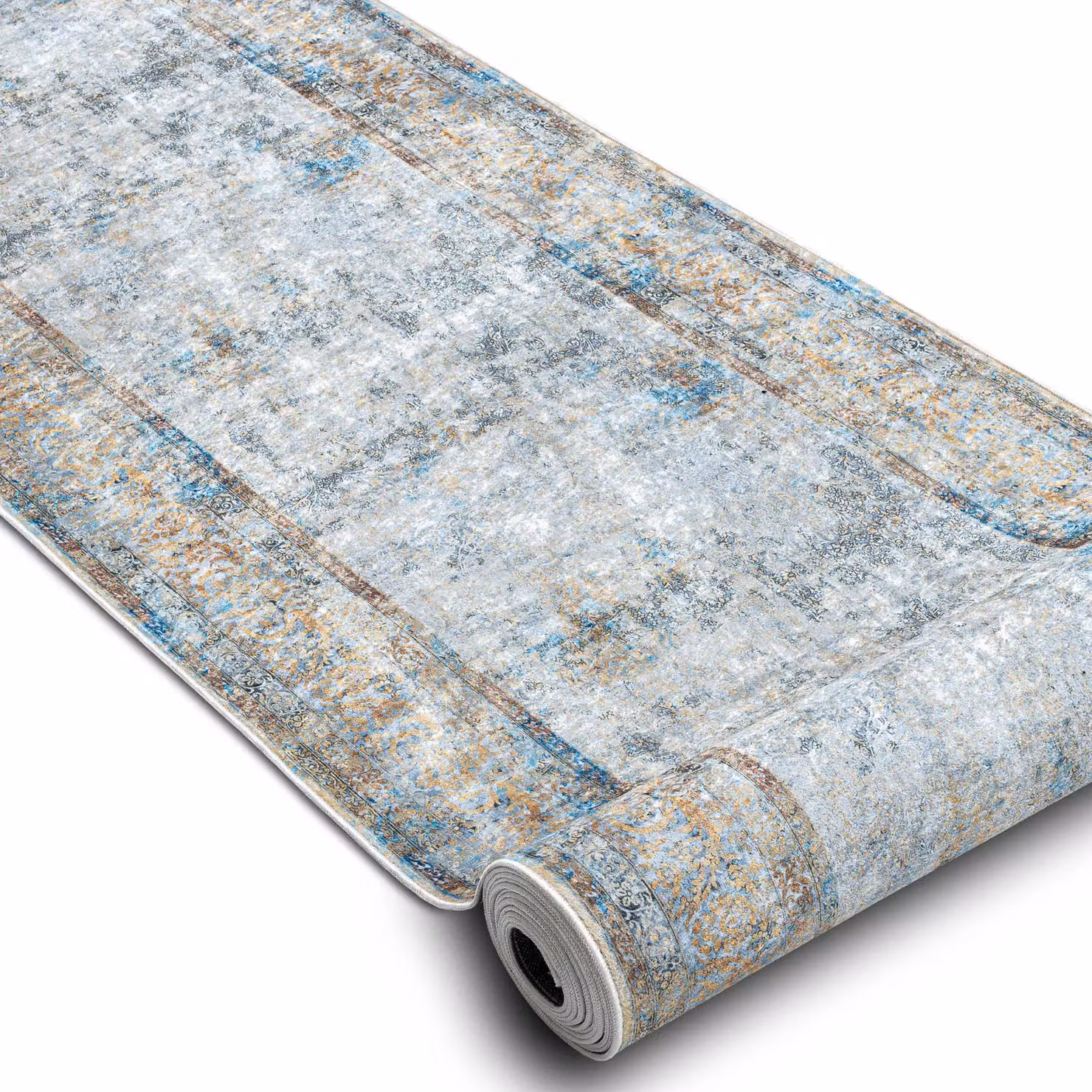 RugsX Anti-Slip Lotus Runner in Grey, W: 60 cm, L: 100 cm – 2