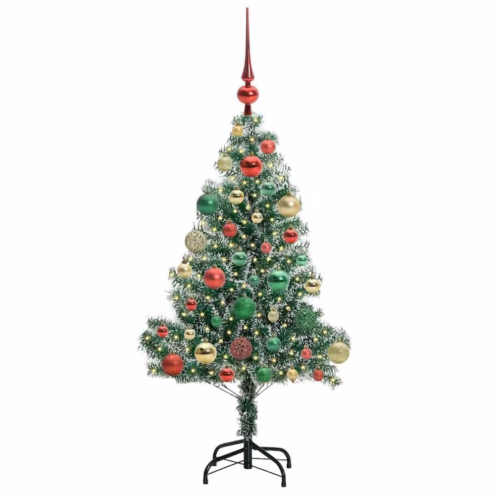 Berkfield Home Snow Flocked Artificial Christmas Tree with LED Lights, Green, Height: 120 cm – 3