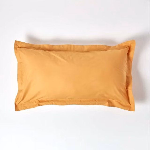 Homescapes Yellow Egyptian Cotton Oxford King Size Pillowcase, 200 Thread Count Percale