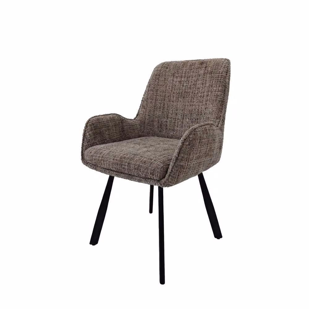 FWStyle Set of 2 Amelia Fawn Brown Chenille Upholstered Swivelling Dining Chairs – 4