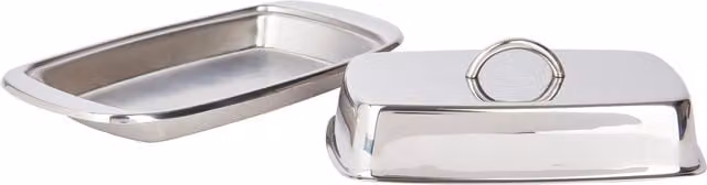 KitchenCraft Stainless Steel Butter Dish and Cover, Silver