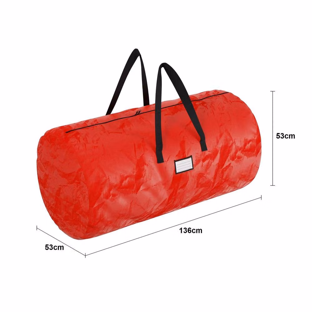 Shatchi Christmas Tree Storage Bag with Handles, Red, H 136 x W 53 x D 53 cm – 2