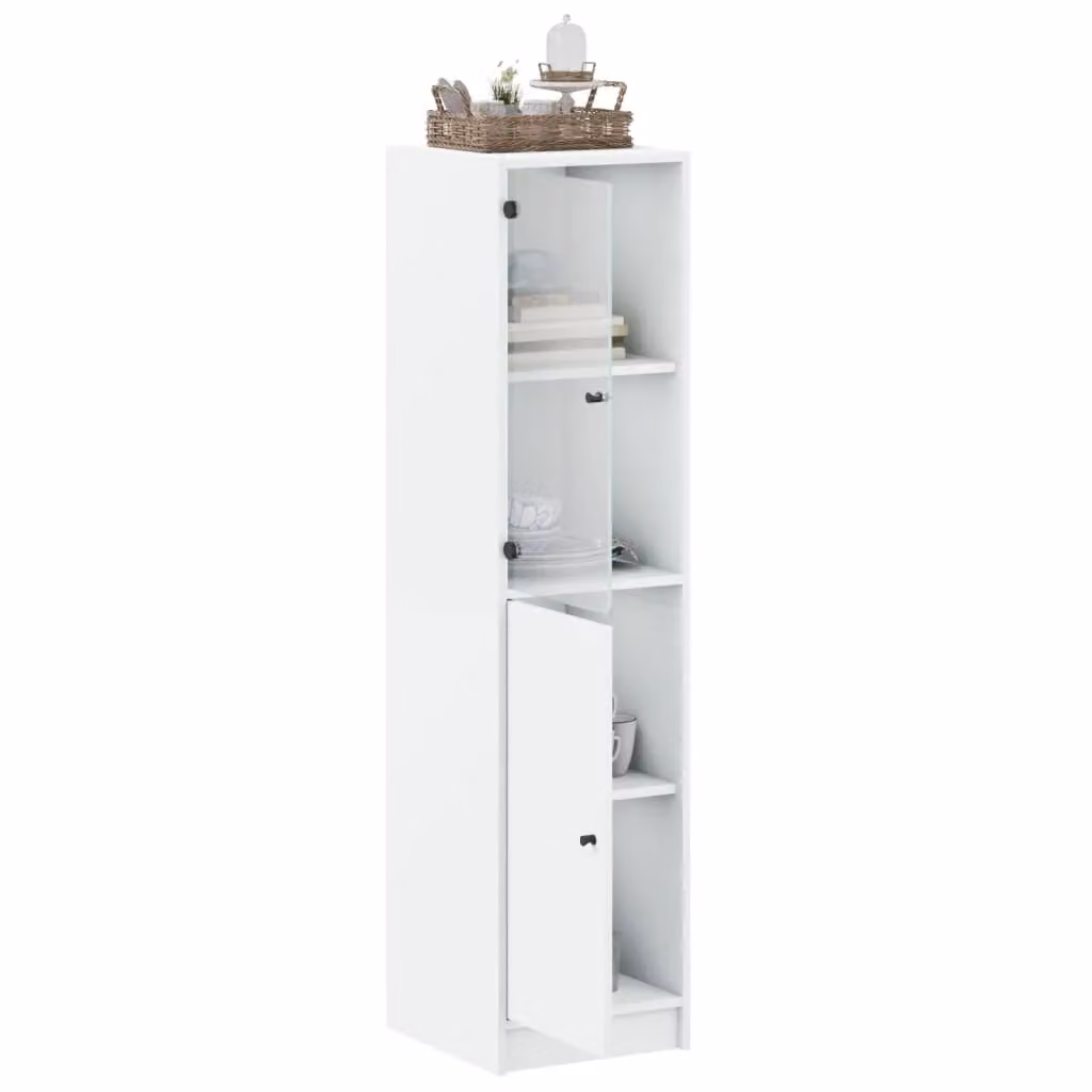 Berkfield Home Modern White Highboard with Glass Doors, W/D/H: 35 x 37 x 142 cm – 2