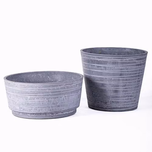 Garden Gear Caesar Trinity Marble Effect Planter Set of 2, Bianco Grey and White – 1