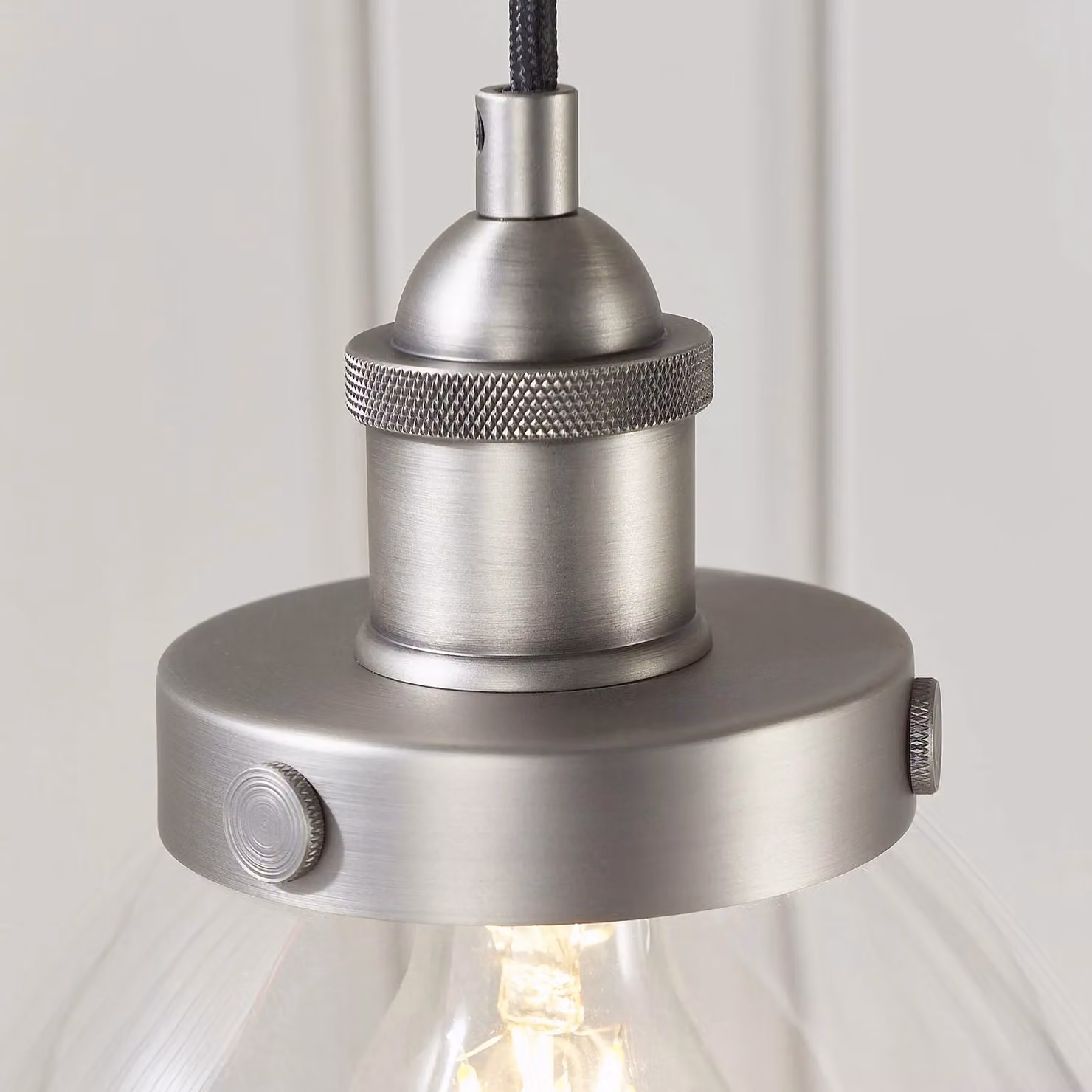 Loops Dimmable Suspended Ceiling Pendant Light in Silver with Transparent Glass, E27, W: 22.5 cm, D: 22.5 cm, H: 22.5 cm – 2