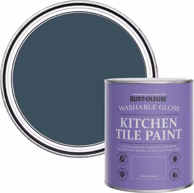 Rust-Oleum Water-Based Kitchen Tile Paint in Gloss Finish, Blue, 0.75 l