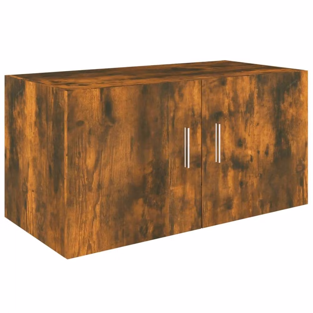 Berkfield Home Wall Mounted Smoked Oak Cabinet in Brown, W/D/H: 80 x 40 x 39 cm – 1