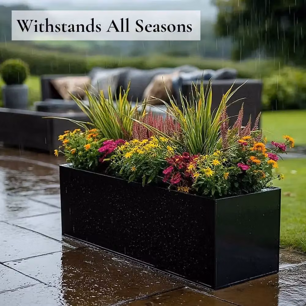 Access Garden Products Black Galvanised Steel Window Box Planter – 6