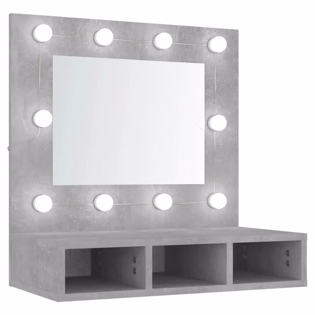 Berkfield Home Mirror Cabinet with LED Lighting in Concrete Grey, W/D/H: 60 x 31.5 x 62 cm – 2