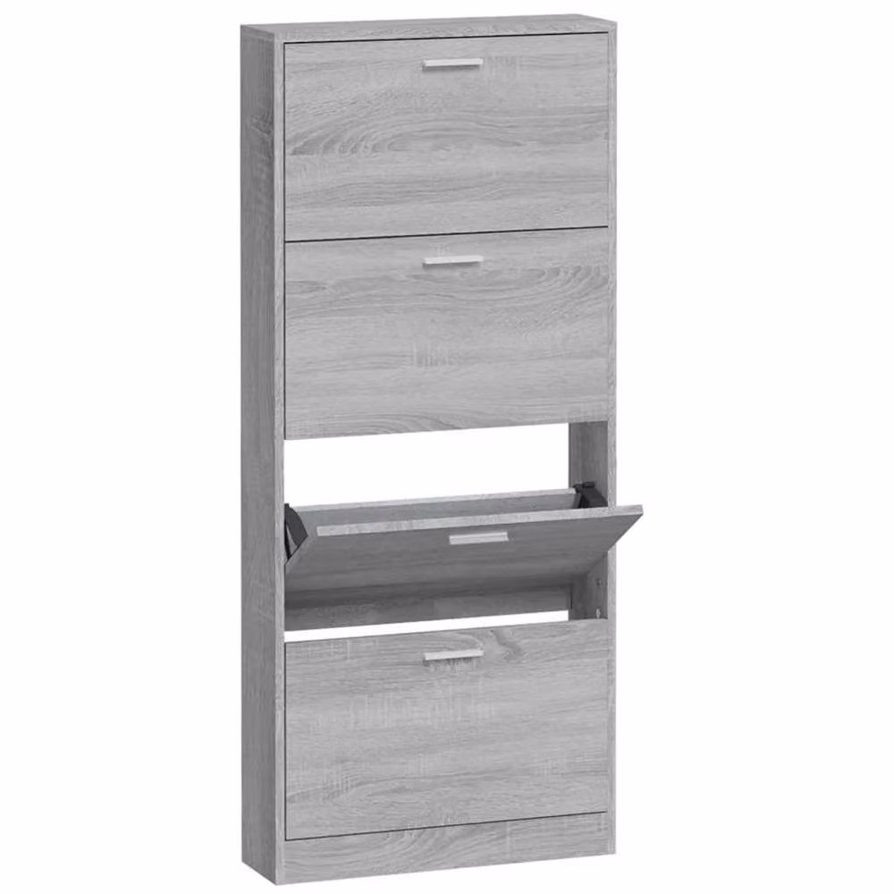 Berkfield Home Grey Sonoma Shoe Cabinet with Tilting Compartments and Internal Drawers, W: 59 cm, D: 17 cm, H: 150 cm – 2