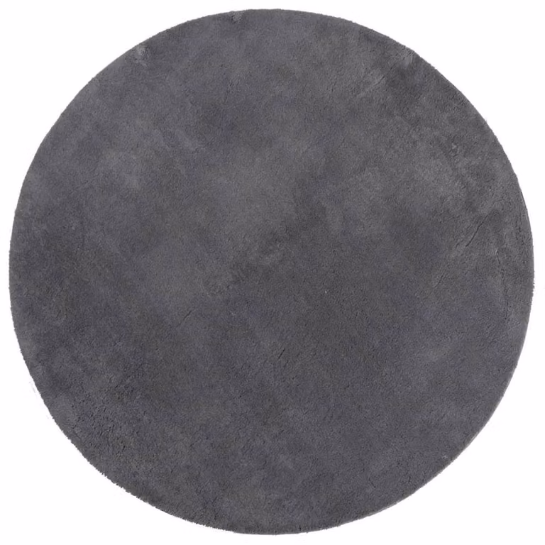 Berkfield Home Round Short Pile Soft and Washable Rug in Anthracite Grey, Diameter: 80 cm