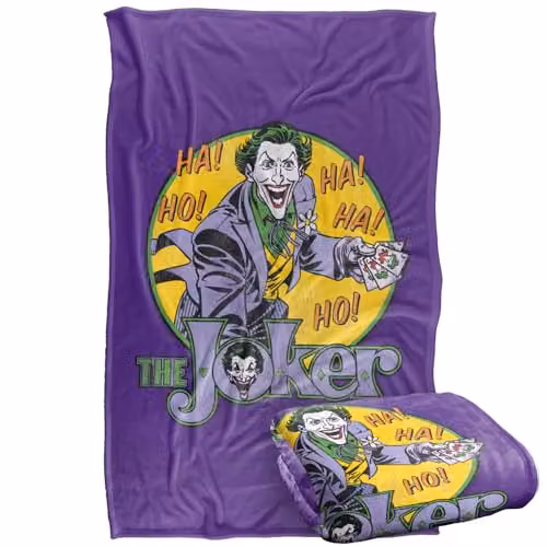 Logovision DC Originals The Joker Silky Touch Super Soft Fleece Throw Blanket, Multicolour, W: 91.44 cm x D: 91.44 cm x H: 147 cm – 1