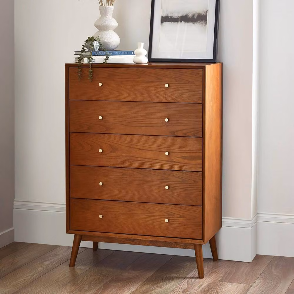 Cheshire Premium Calder 5 Drawer Chest in Brown Ash Wood – 2