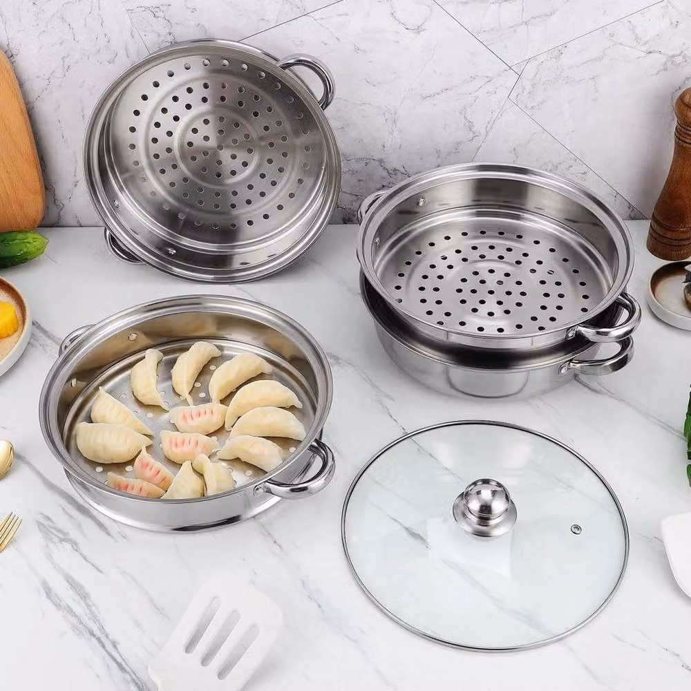 FLAVORA 5 Layer Stainless Steel Stackable Steamer Pot in Silver – 3
