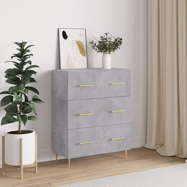 Berkfield Home Sideboard in Concrete Grey, W: 69.5 cm, D: 34 cm, H: 90 cm – 1