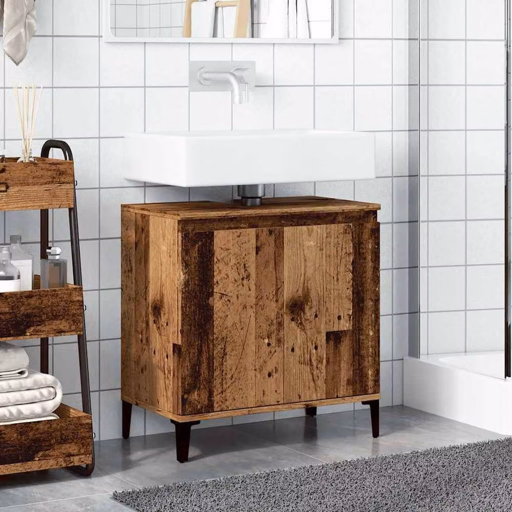 Berkfield Home Sink Cabinet in Old Wood Brown, W/D/H: 58 x 33 x 60 cm – 3