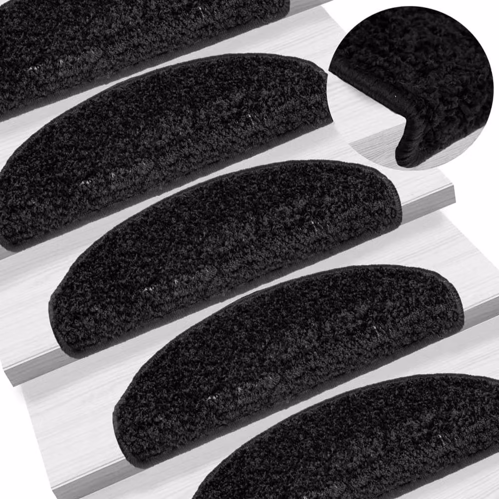 Berkfield Home Self-Adhesive Stair Mats, 10 Pack, Black, W/D/H: 65 x 21 x 4 cm – 2