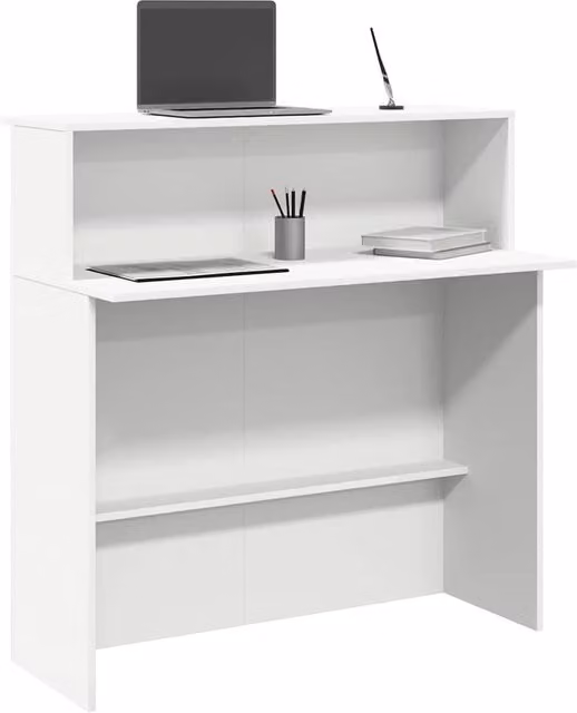 Berkfield Home White Reception Desk in Engineered Wood, W: 100 cm, D: 50 cm, H: 103.5 cm