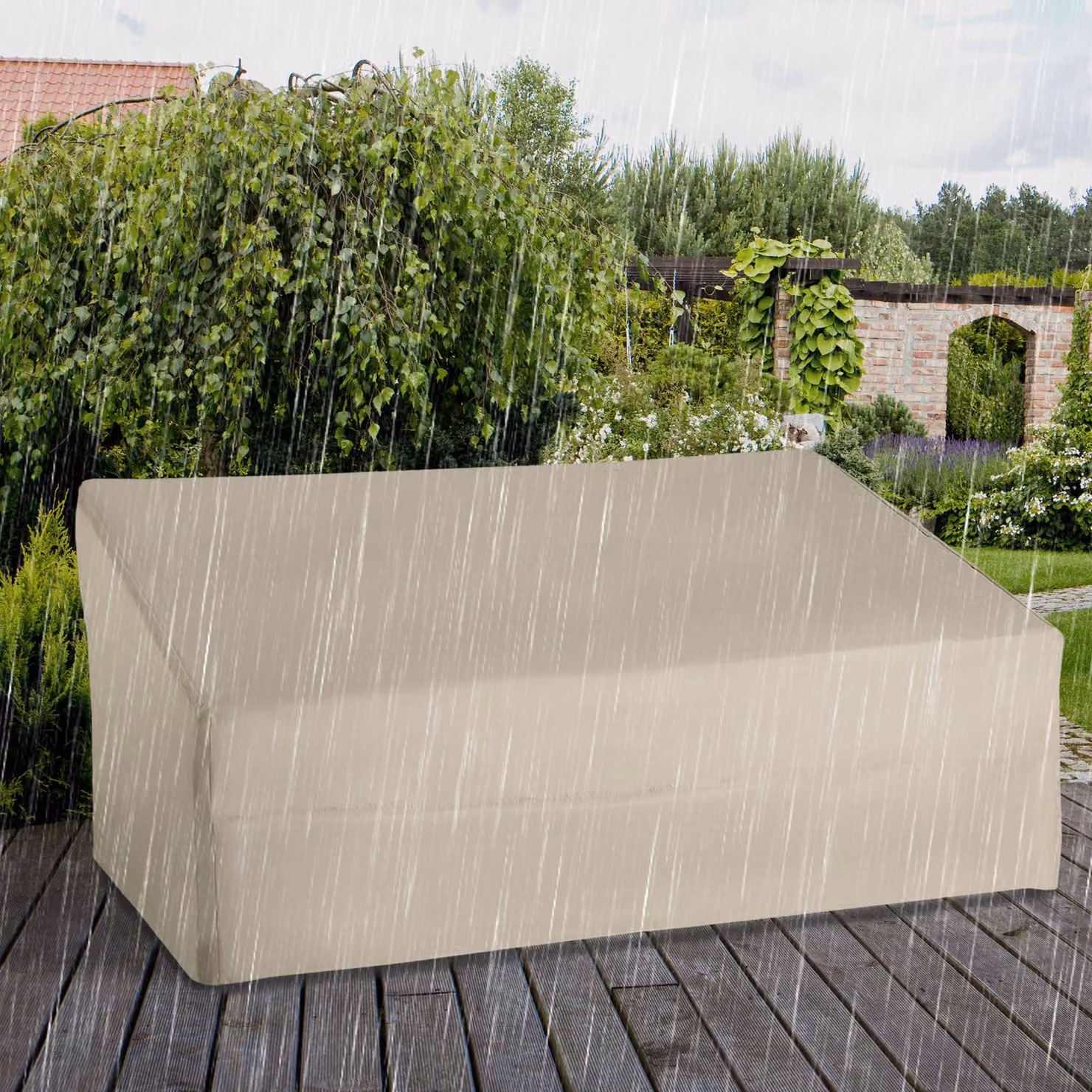 Outsunny Waterproof 3 Seater Sofa Cover in Beige, W/D/H: 218 x 111 x 63-101 cm – 2