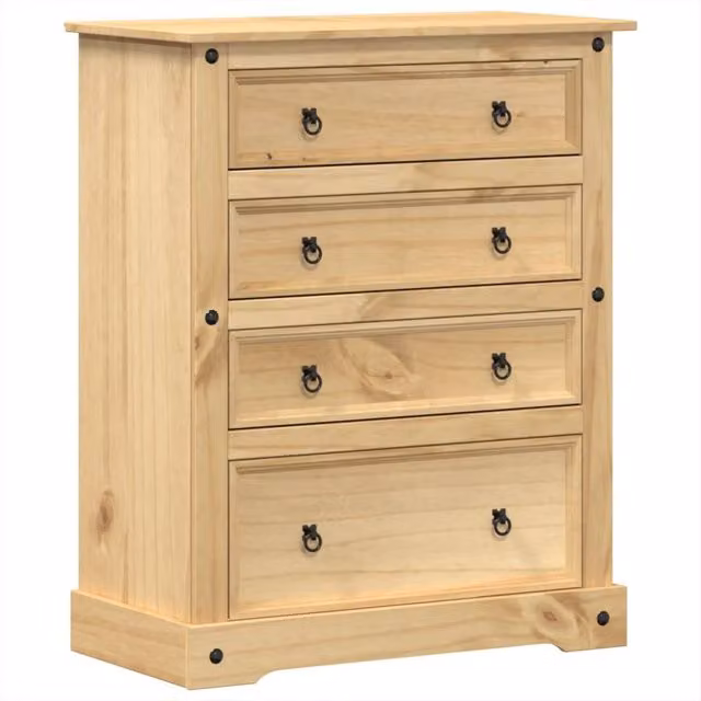 Berkfield Home Corona Chest of Drawers in Light Brown Solid Pine Wood, W/D/H: 92 x 48 x 120 cm – 1