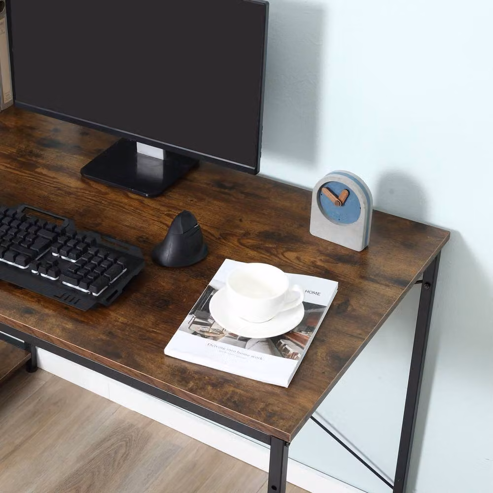 Wyld Haus Ledo Industrial Writing Desk in Brown and Black, W/D/H: 121 x 64 x 42 cm – 8
