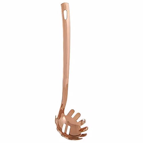 Orsina Gold Stainless Steel Spaghetti Spoon and Turner with Hanging Loop, W/D/H: 7 x 29 x 8 cm