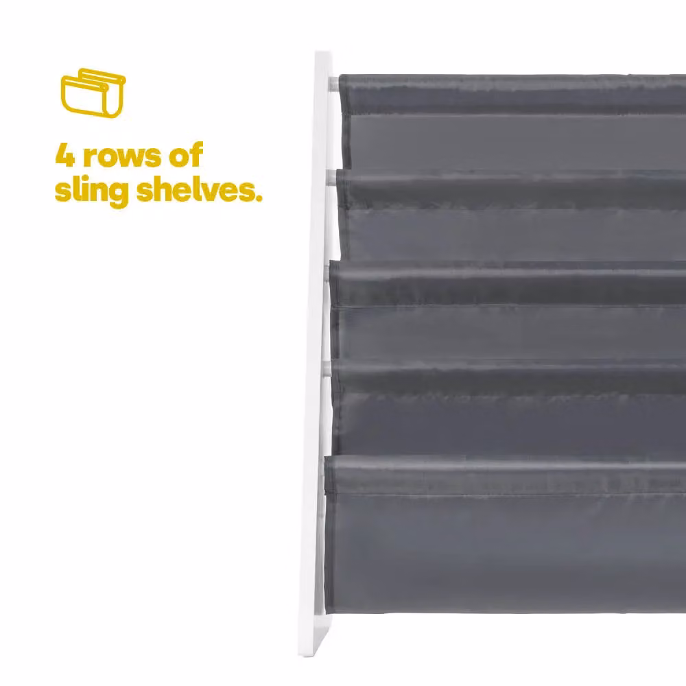 LIVIVO 4 Tier Natural Kids Sling Bookshelf in Grey, W/D/H: 58 x 28 x 58 cm – 3