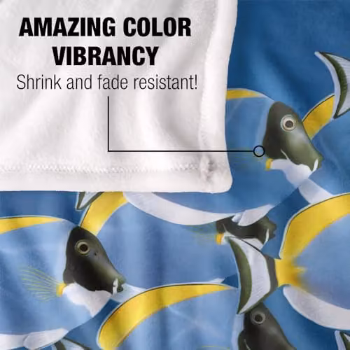 JQ Licensing Royce McClure Tang Tropical Fish Silky Touch Super Soft Fleece Throw Blanket, White, W/D/H: 152 x 127 cm – 3