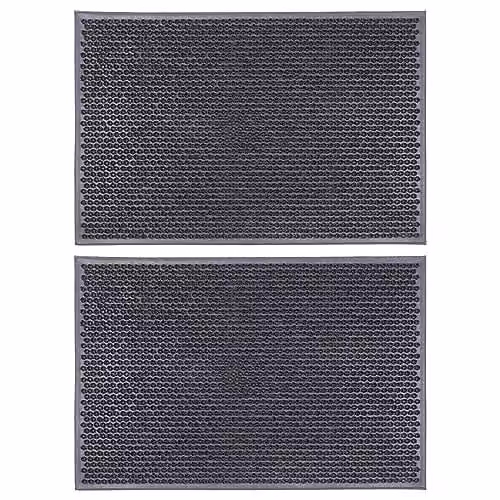 Nicola Spring Heavy Duty Rubber Door Mats, Black Classic, Pack of 2, W: 60 cm, D: 40 cm, H: 1 cm – 1