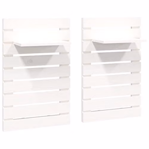 vidaXL Set of 2 White Solid Pine Wall-Mounted Bedside Shelves