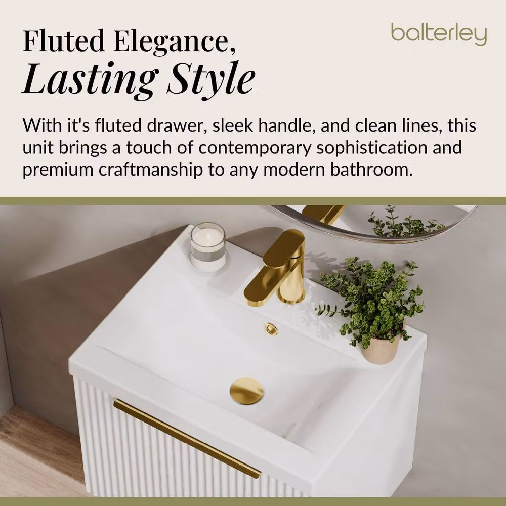 Balterley Front Wall Hung Single Drawer Vanity Basin Unit, White – 2
