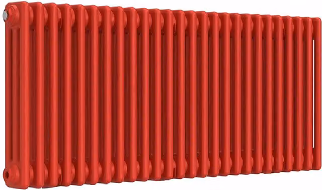 Lux Heat Horizontal 3 Column Steel Radiator in Red, H: 50 cm x W: 119 cm