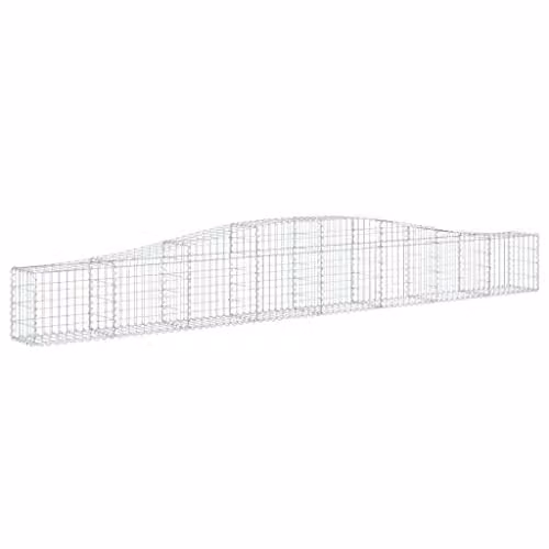 vidaXL Arched Gabion Baskets, 2 Pack, Silver Galvanised Steel, W: 400 cm, D: 30 cm, H: 40/60 cm – 1