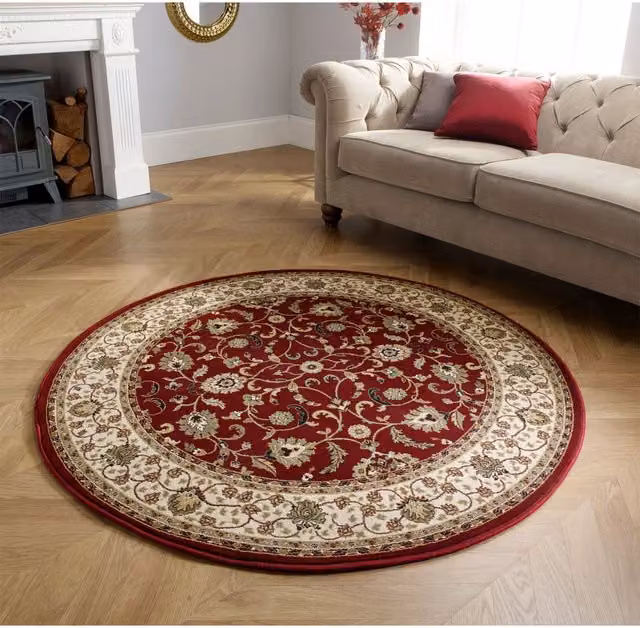 Melrose Interiors Red Oriental Square Flat Weave Area Rug, W/D: 120 x 120 cm