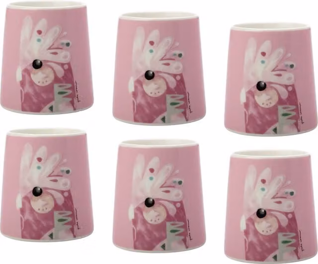 Maxwell & Williams Pete Cromer Galah Porcelain Egg Cups, Set of 6, Yellow and Pink