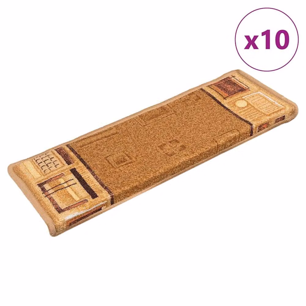 Berkfield Home Self-adhesive Stair Mats, 10 Pack, Beige, W: 65 cm, D: 21 cm, H: 4 cm – 2