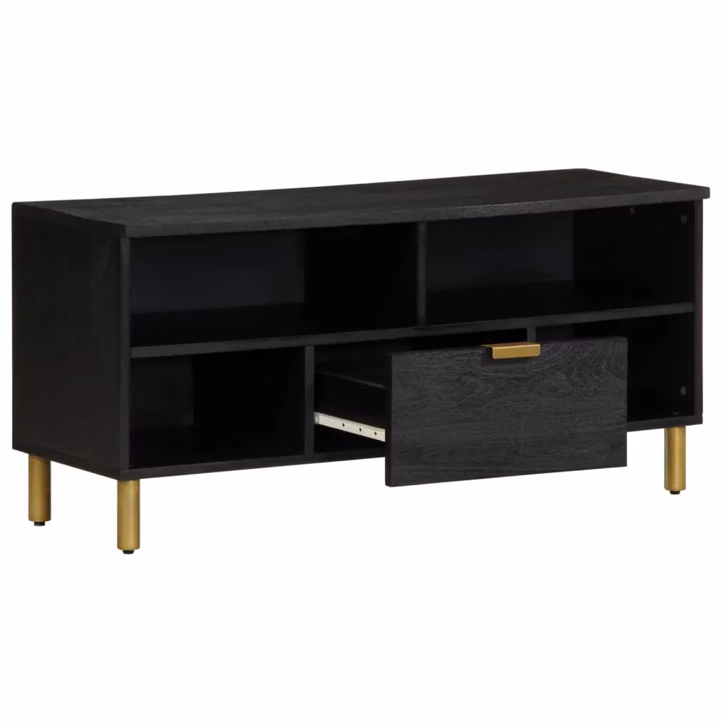 Berkfield Home Industrial TV Cabinet in Black Matt MDF and Metal, W/D/H: 100 x 33 x 46 cm – 2