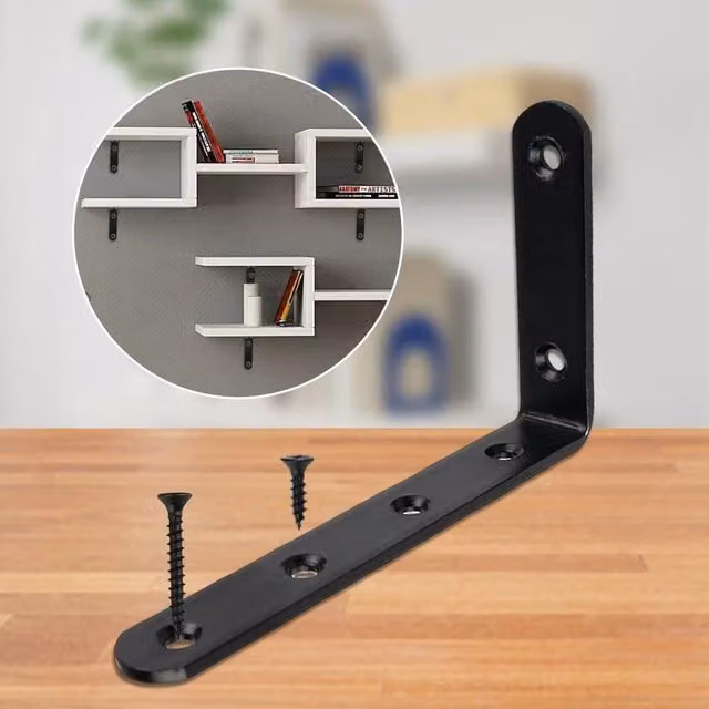 FLAVORA 8-Piece Heavy Duty Cast Iron Shelf Bracket Supports in Black, W: 100 cm, D: 52 cm – 1