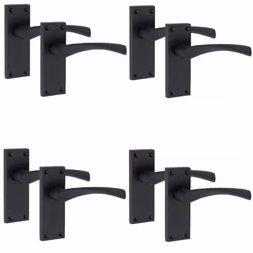Golden Grace Astrid Scroll Latch Door Handles in Matt Black, 4 Pairs