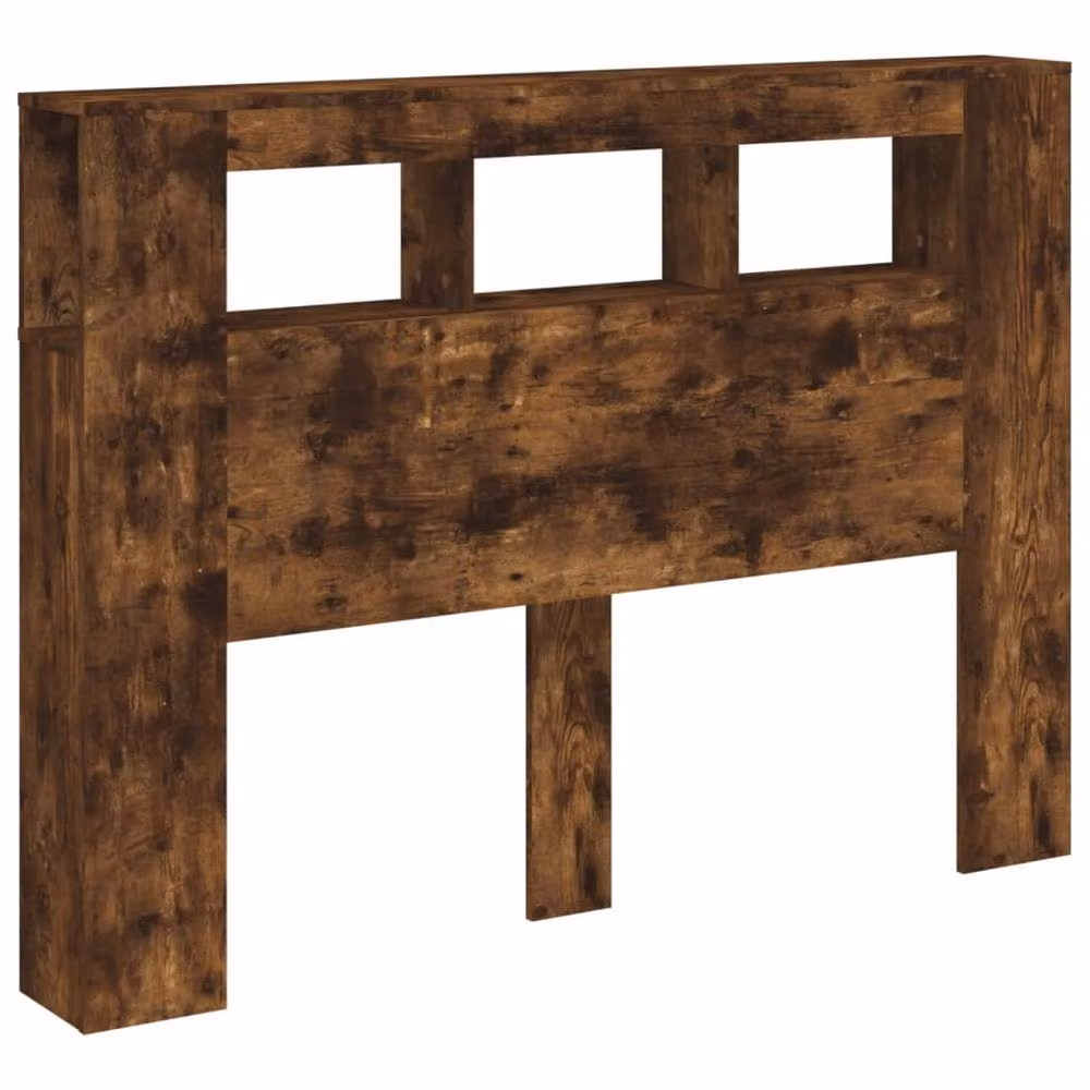 Berkfield Home LED Headboard in Smoked Oak, Brown, W/D/H: 140 x 18.5 x 103.5 cm – 4