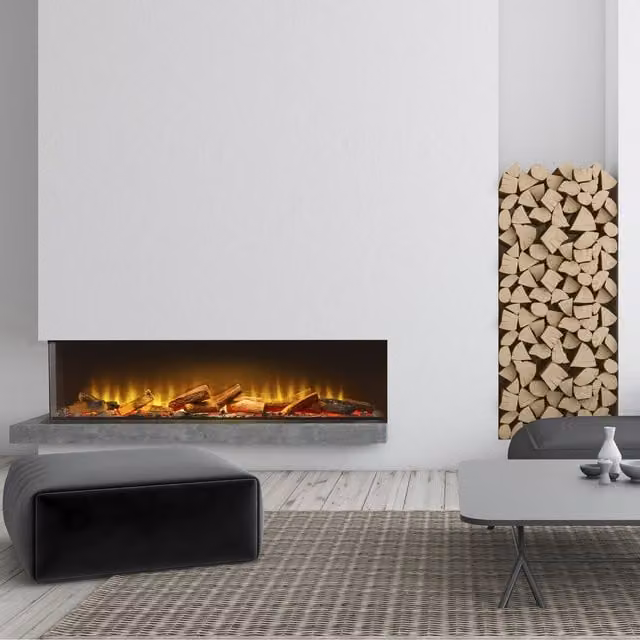 Acantha Aspire 125 Corner View Media Wall Electric Fire in Black
