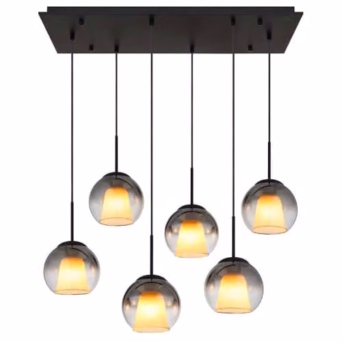 Globo Lighting Modern Suspended Pendant Light with Smoke Black Crystal Glass Spheres and Metal Accents, E27, W/D/H: 120 x 90 x 180 cm
