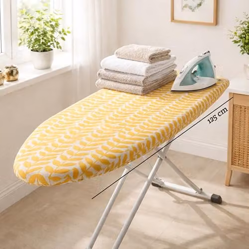 Orsina Flower Ironing Board Cover in Yellow and White with Cotton Fabric, W: 125 cm, D: 48 cm – 2