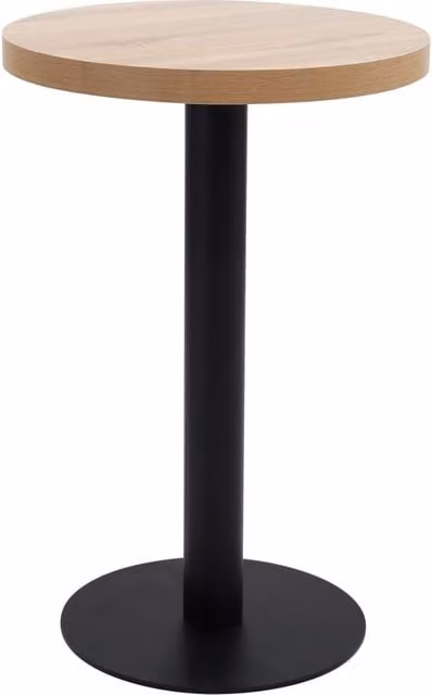 Berkfield Home Modern Round Bistro Table in Light Brown MDF and Metal, Diameter: 50 cm – 1