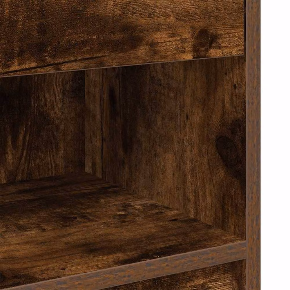 Berkfield Home Set of 2 Bedside Cabinets with Drawer in Smoked Oak Brown, W/D/H: 39 x 28 x 41 cm – 3