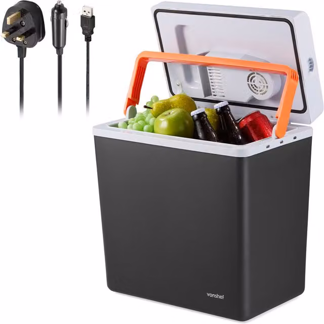VonShef 20L Electric Insulated Cool Box with Hot and Cold Function, Dark Grey