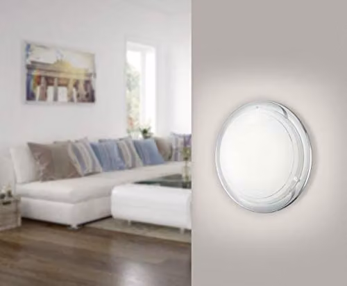 Loops Modern Wall and Ceiling Light in Chrome with White and Transparent Glass Shade, E27 Bulb Compatible – 2