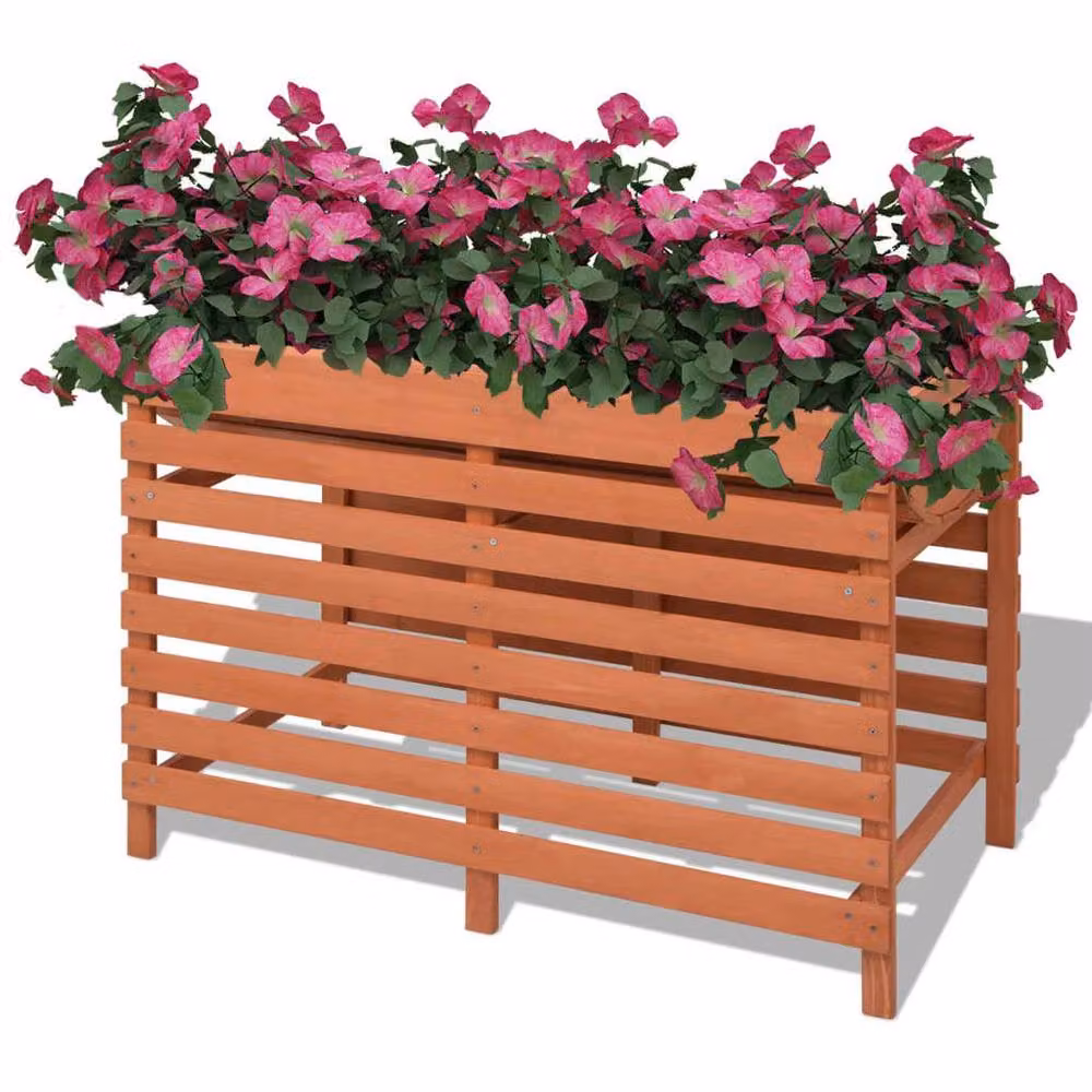 Berkfield Home Wood Planter Tub in Brown, W/D/H: 100 x 50 x 71 cm – 2