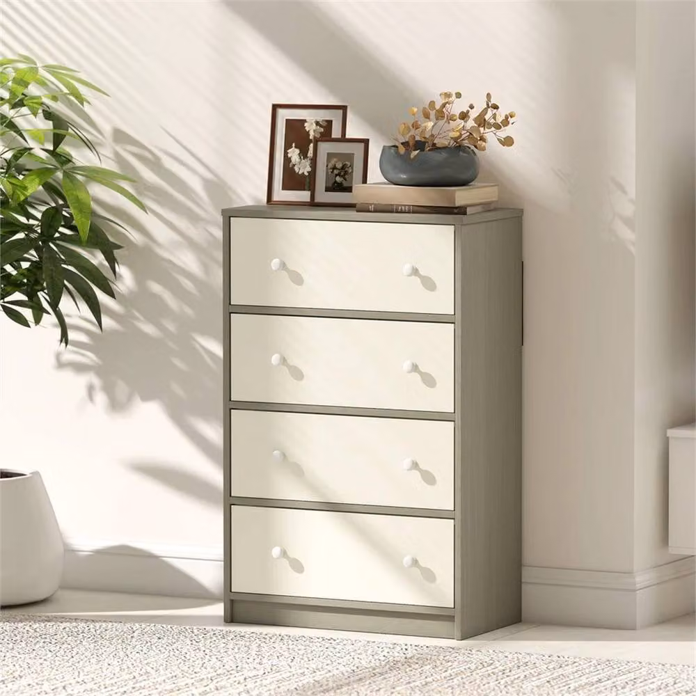 Nordara Modern 4 Drawer Chest of Drawers in White and Grey – 3